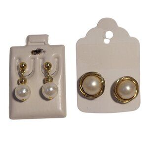 Bundle 2 pair Vintage Minimalist Gold/Pearl Earrings